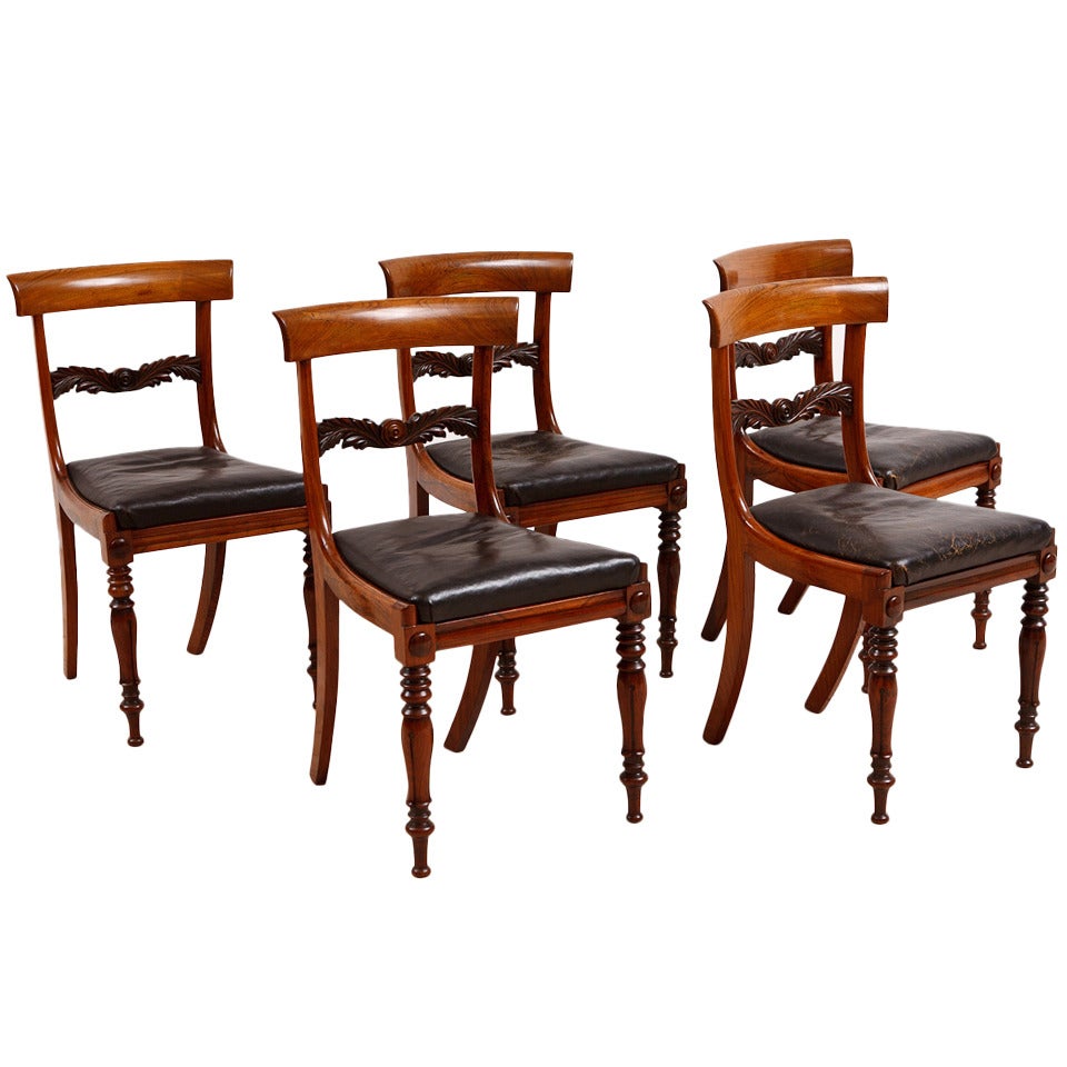 Set of Four English William IV Rosewood Side or Dining Chairs, circa 1830