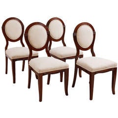 Antique Set of Four Early Art Deco Side Chairs in Mahogany, circa 1915