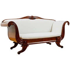 Antique Biedermeier Upholstered Sofa in Mahogany, Denmark, c. 1840