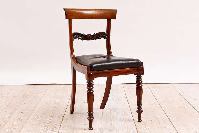 Regency Set of Four English William IV Rosewood Side or Dining Chairs, circa 1830
