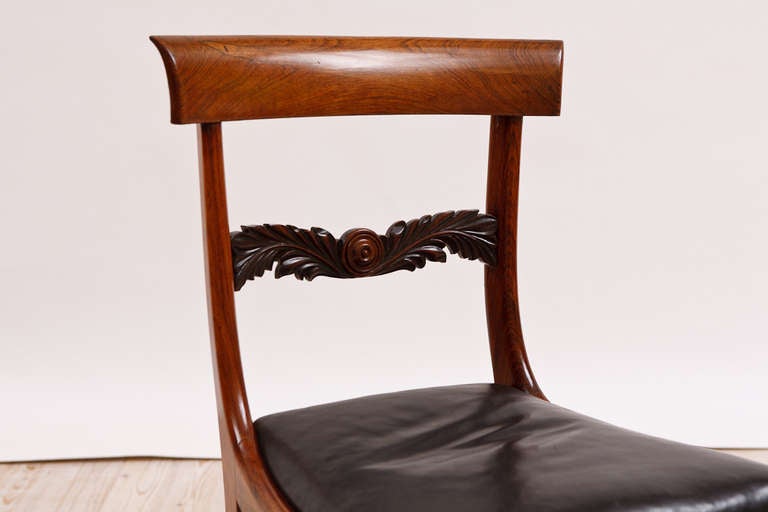 19th Century Set of Four English William IV Rosewood Side or Dining Chairs, circa 1830