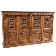 Renaissance Revival Bookcase or Cabinet with Carved Panels, France, circa 1900