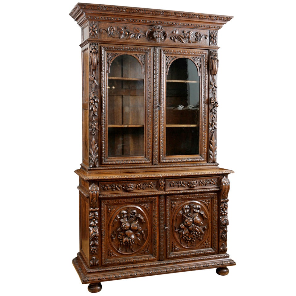 Well-Carved Flemish Buffet a Deux Corps in Oak