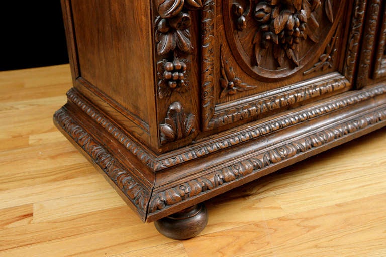 Renaissance Well-Carved Flemish Buffet a Deux Corps in Oak