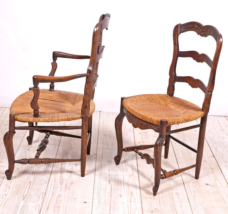 19th Century Set of Eight French Provincial Louis XV Dining Chairs, circa 1830