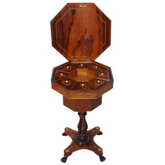 Regency Octagonal Sewing Table in Rosewood with Marquetry, c. 1830