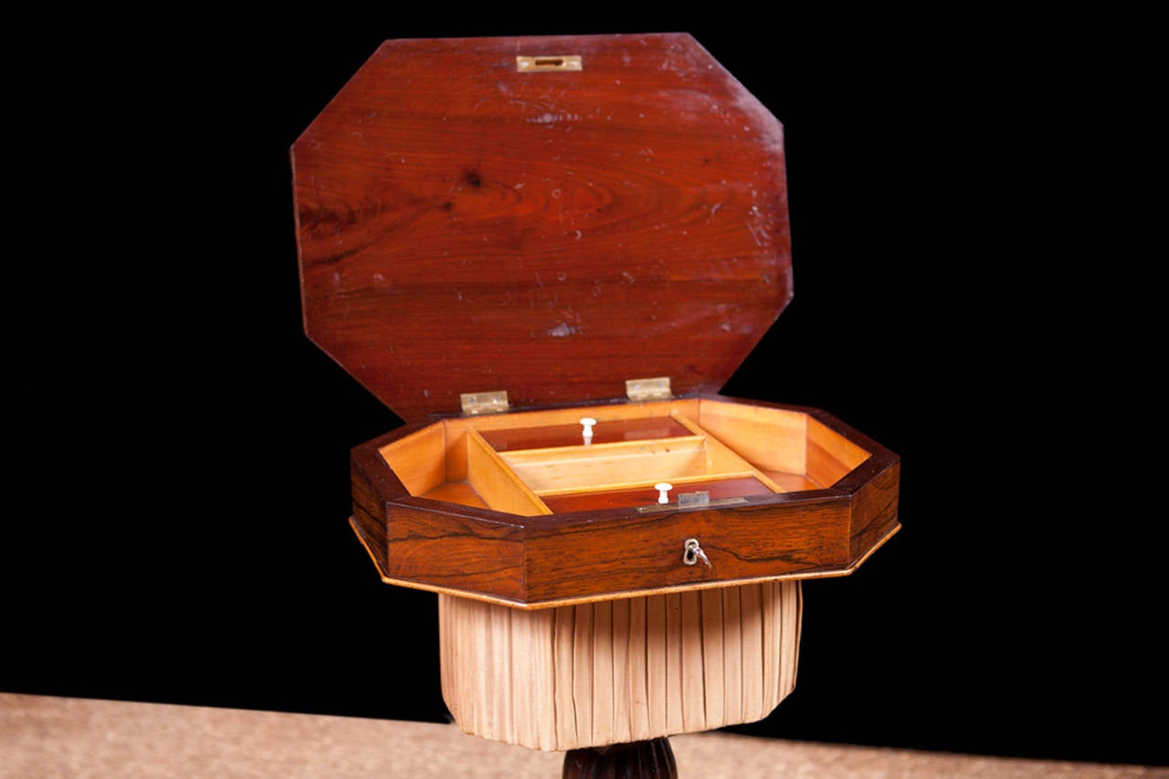 Napoleon III Small 19th Century Rosewood End Table on Carved Tripod Base with Marquetry For Sale