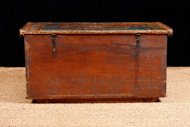 Bridal Chest with Original Paint, Austria, Dated 1805 1