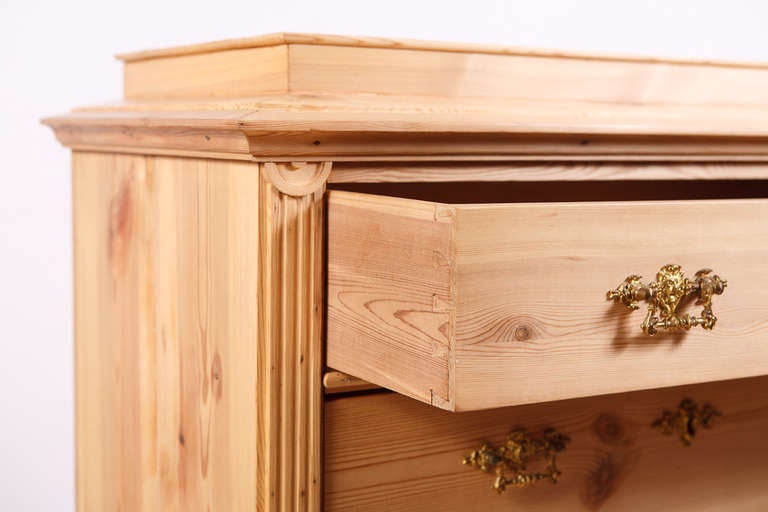 19th Century Swedish Five-Drawer Tall Chest in Pine, circa 1880