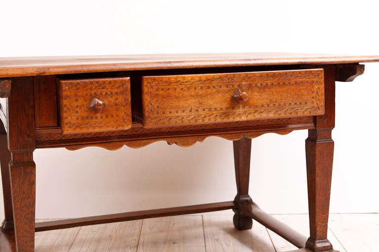 Country 18th Century Tyrolean Farmhouse Dining/ Kitchen Table in Fruitwood from Austria For Sale