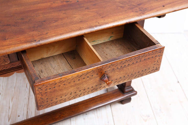 Austrian 18th Century Tyrolean Farmhouse Dining/ Kitchen Table in Fruitwood from Austria For Sale