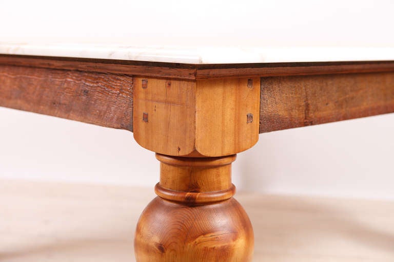 Country Vintage Pine Farmhouse Table Base without Marble Top