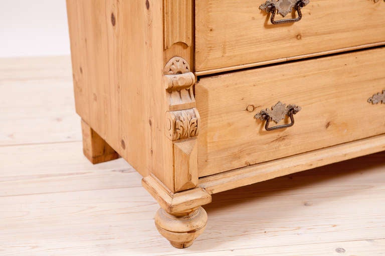 German Chest of Drawers in Pine with Original Nickle Plated Hardware, c.1890 2