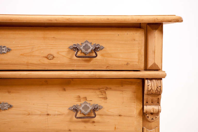 German Chest of Drawers in Pine with Original Nickle Plated Hardware, c.1890 4