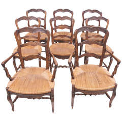 Antique Set of Eight French Provincial Louis XV Dining Chairs, circa 1830