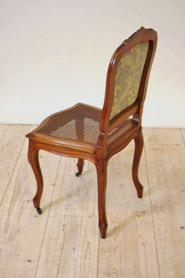 Caning Set of Six French 19th Century Louis XV Style Dining Chairs in Walnut, c. 1880