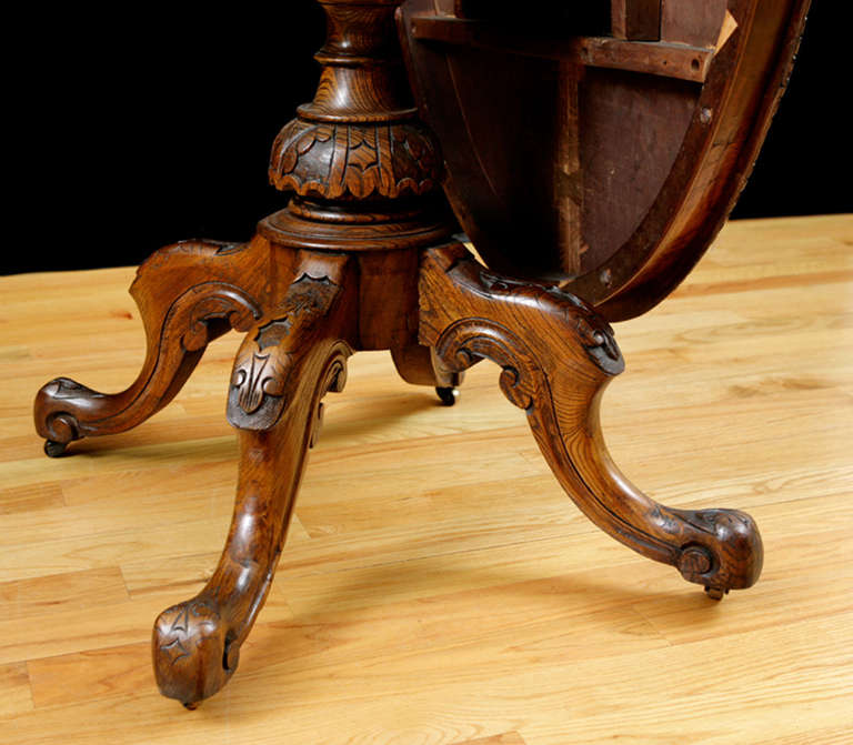 English Tilt-Top Center Pedestal Table in Walnut and Burl Walnut 2