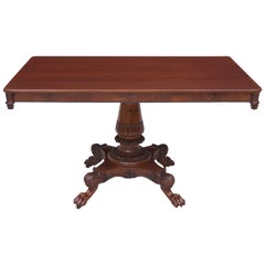 Empire Dining/ Tea Table in West Indies Mahogany with Carved Pedestal Base, 1825