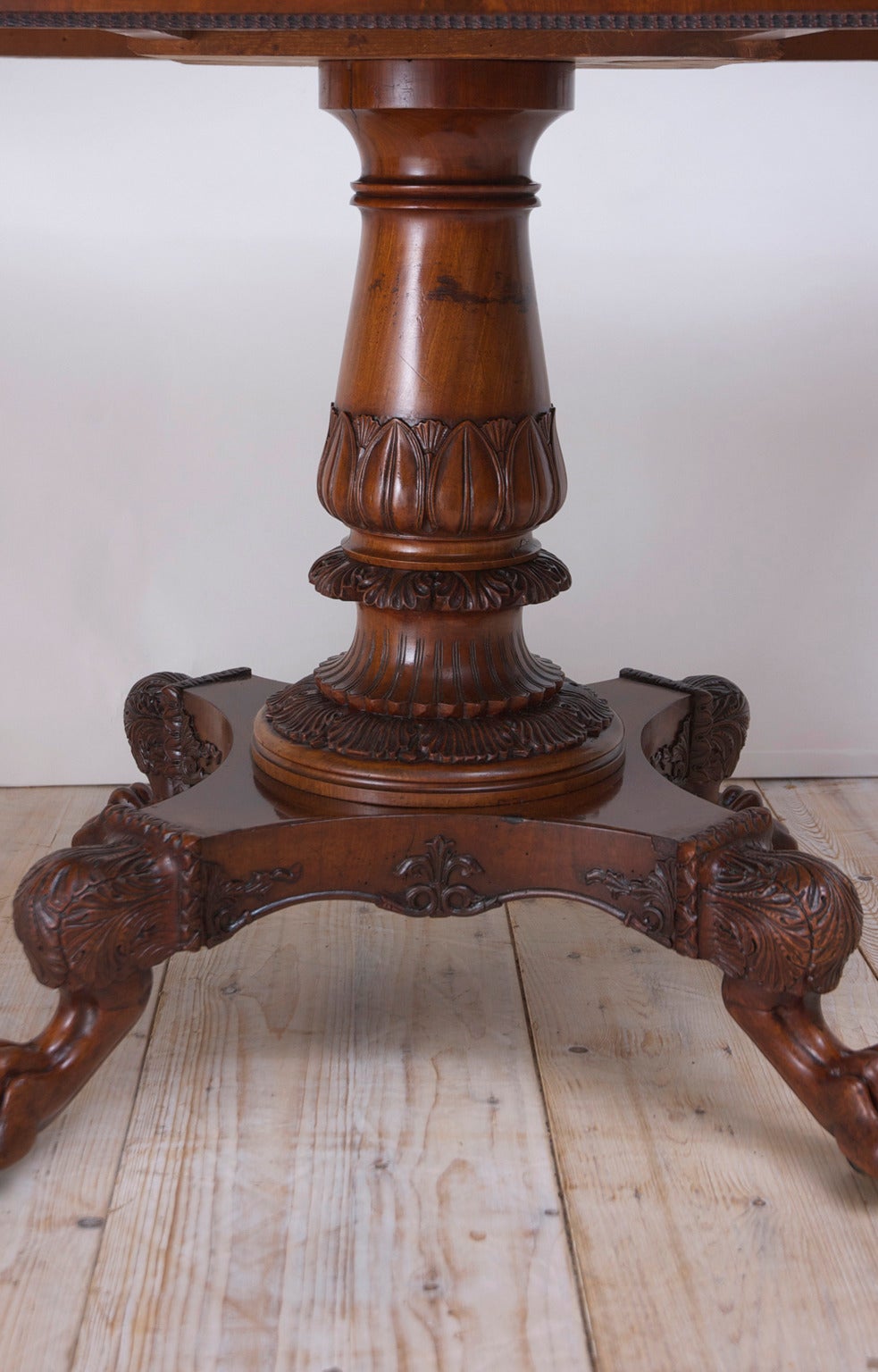 Empire Dining/ Tea Table in West Indies Mahogany with Carved Pedestal Base, 1825 2