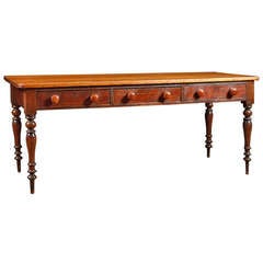 Antique English Pine Farmhouse Dining Table, Server or Desk, c. 1825