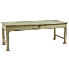American Plank Top Painted Farmhouse Dining Table, circa 1900