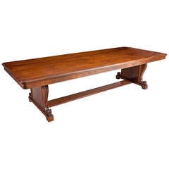 Antique American Neo-Classical Trestle Based Dining Table in Walnut, c. 1900
