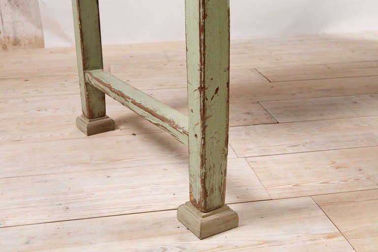 American Plank Top Painted Farmhouse Dining Table, circa 1900 1