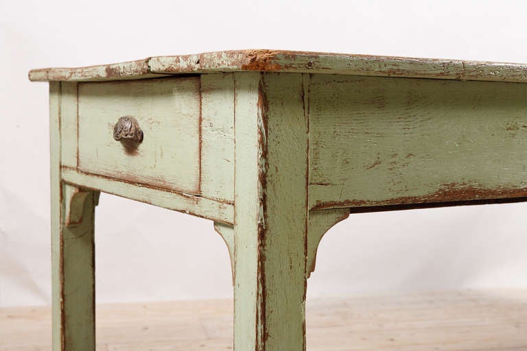 Country American Plank Top Painted Farmhouse Dining Table, circa 1900