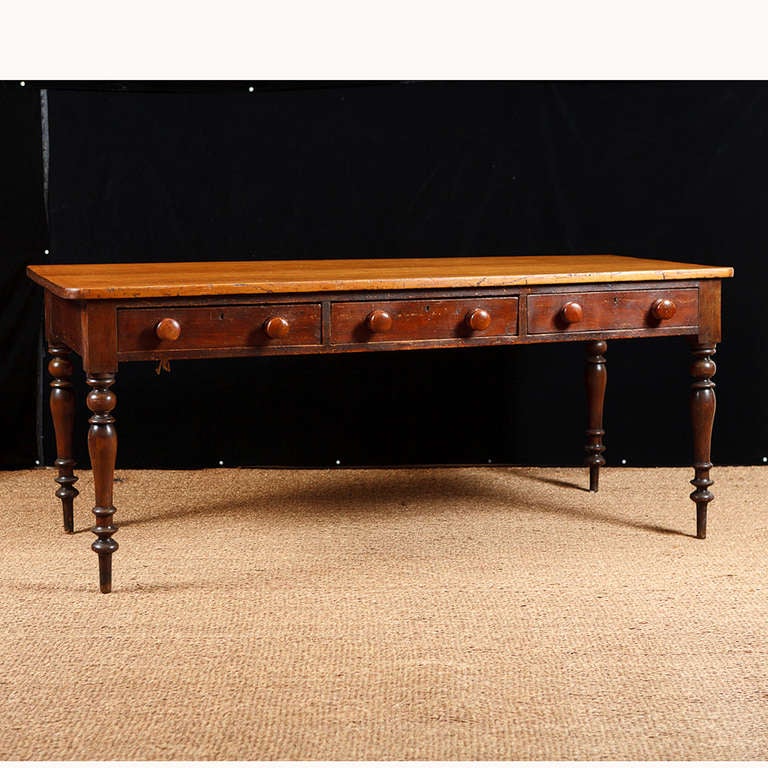 English Pine Farmhouse Dining Table, Server or Desk, c. 1825