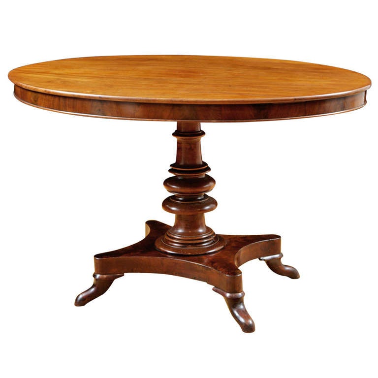 Oval Center Table in Mahogany with Turned Pedestal at 1stdibs