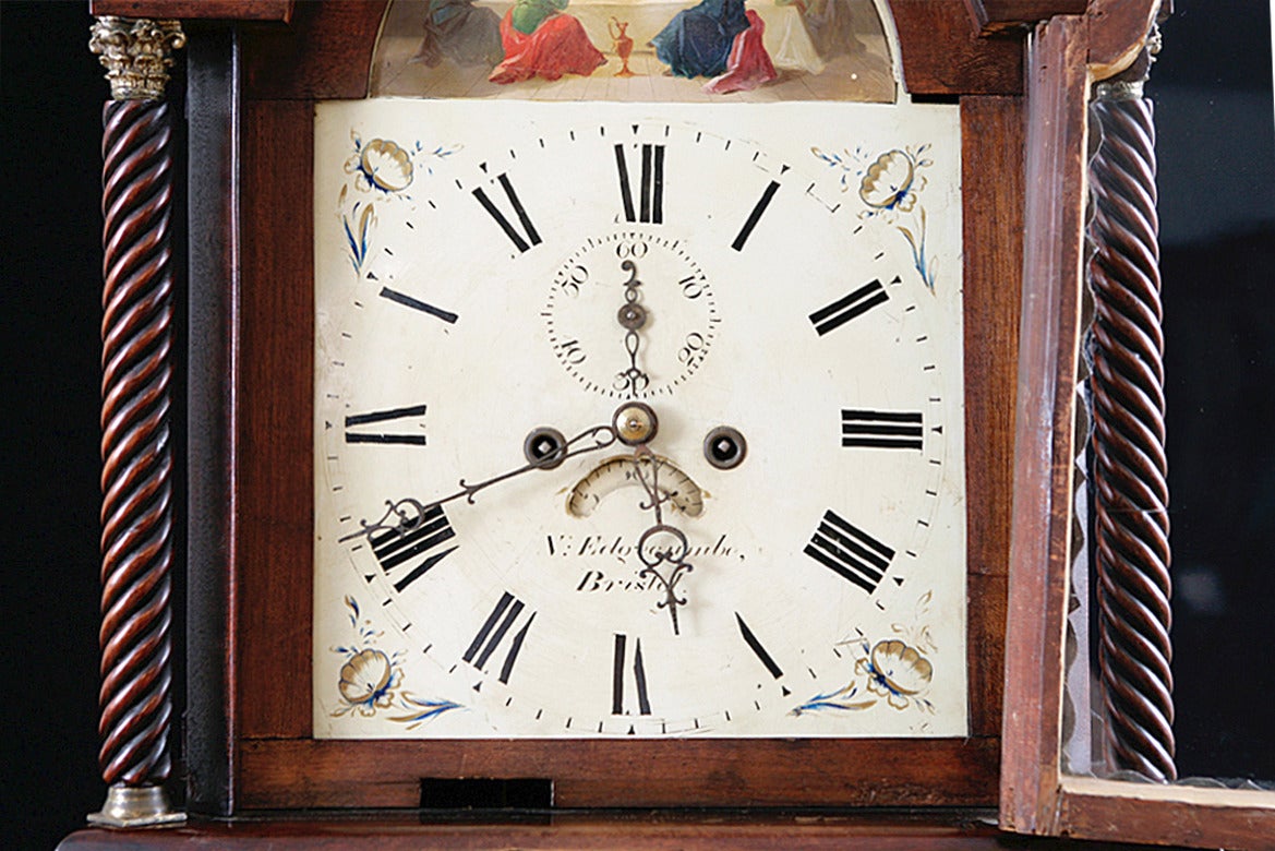 Tall Case Grandfather Clock by Nathaniel Edgecombe, Bristol, England, circa 1835 In Good Condition In Miami, FL
