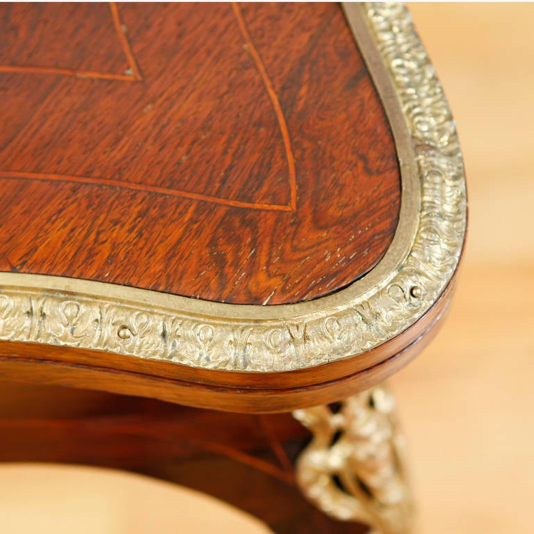 French Belle Époque Game Table in Rosewood with Marquetry & Ormolu, circa 1880 For Sale 4