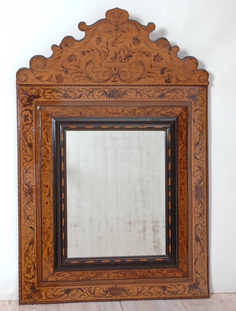 18th Century Dutch Marquetry Mirror from Curacao in the West Indies In Excellent Condition In Miami, FL