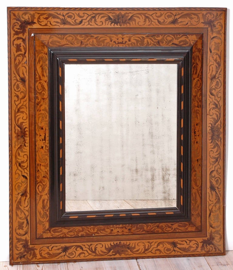 Wood 18th Century Dutch Marquetry Mirror from Curacao in the West Indies