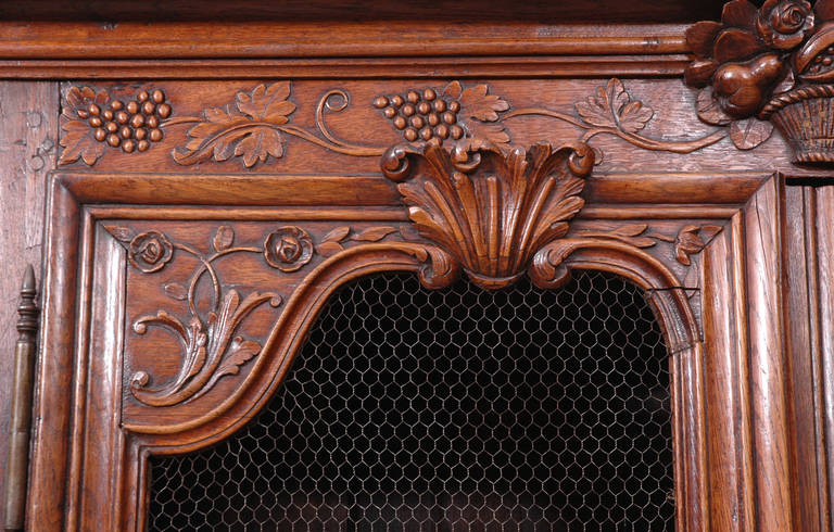 Louis XV Antique French Marriage Armoire in Carved Oak from Normandy, c. 1800 4