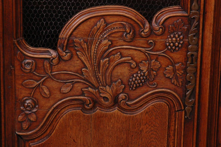 Louis XV Antique French Marriage Armoire in Carved Oak from Normandy, c. 1800 5