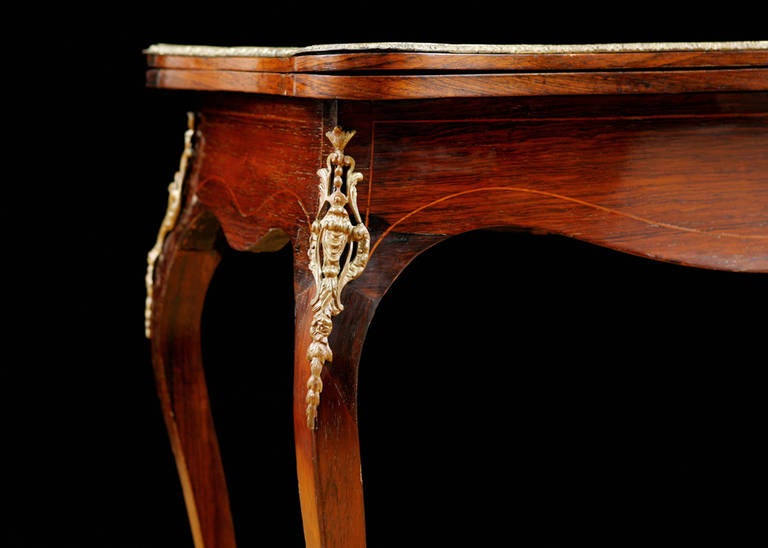 19th Century French Belle Époque Game Table in Rosewood with Marquetry & Ormolu, circa 1880 For Sale