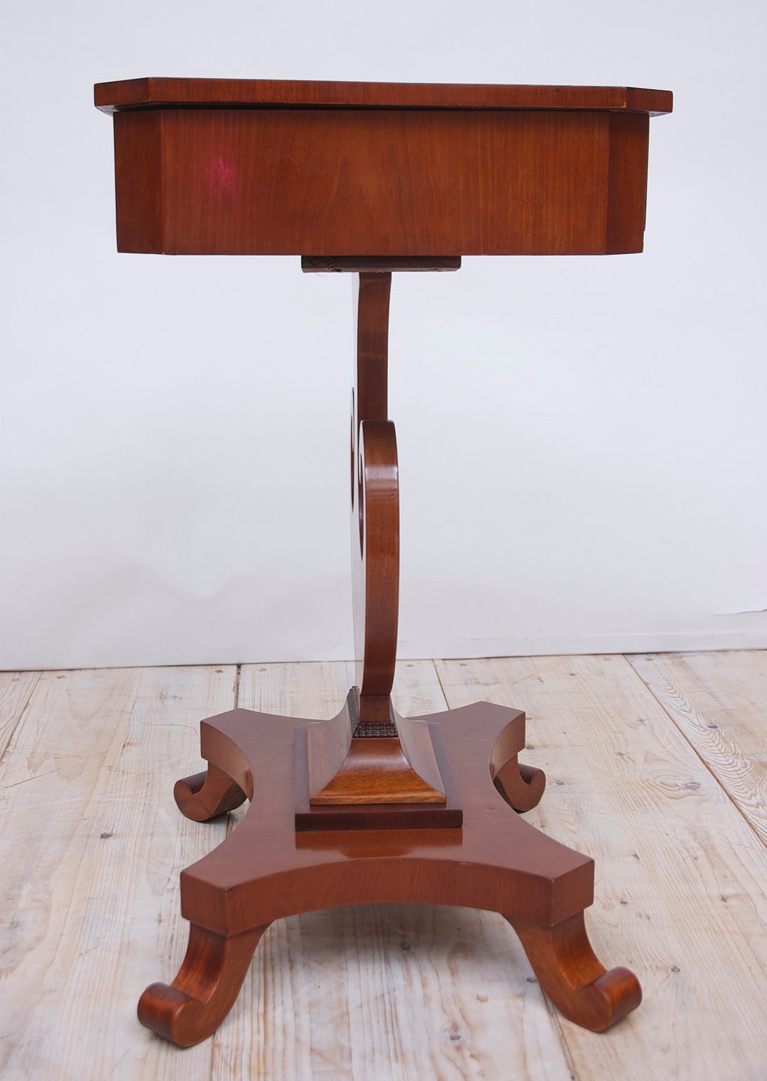 Antique Karl Johan Side Table with Lyre Base in Mahogany, Sweden, circa