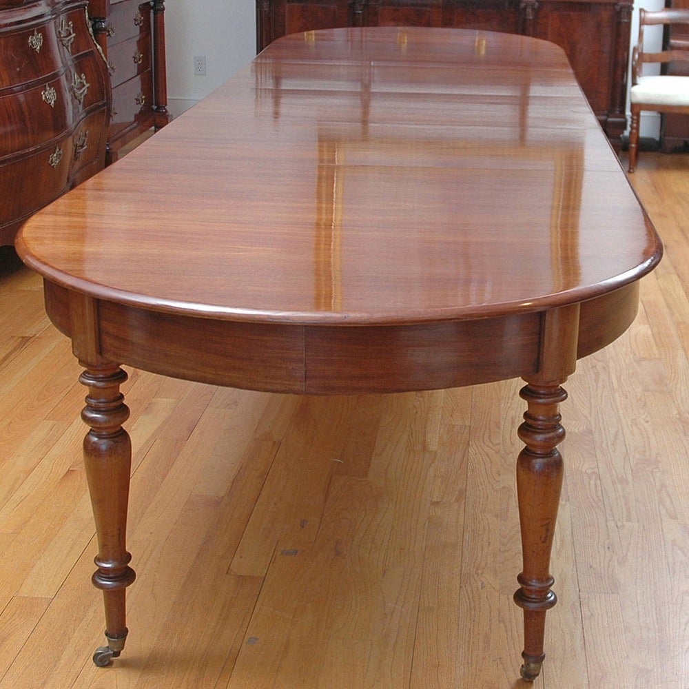 Polished Racetrack Extension Dining Table, France, circa 1830