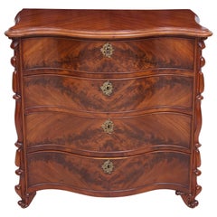 19th Century Scandinavian Chest of Drawers with Serpentine Front in Mahogany