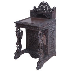 Carved Anglo-Indian Davenport Desk with Griffins