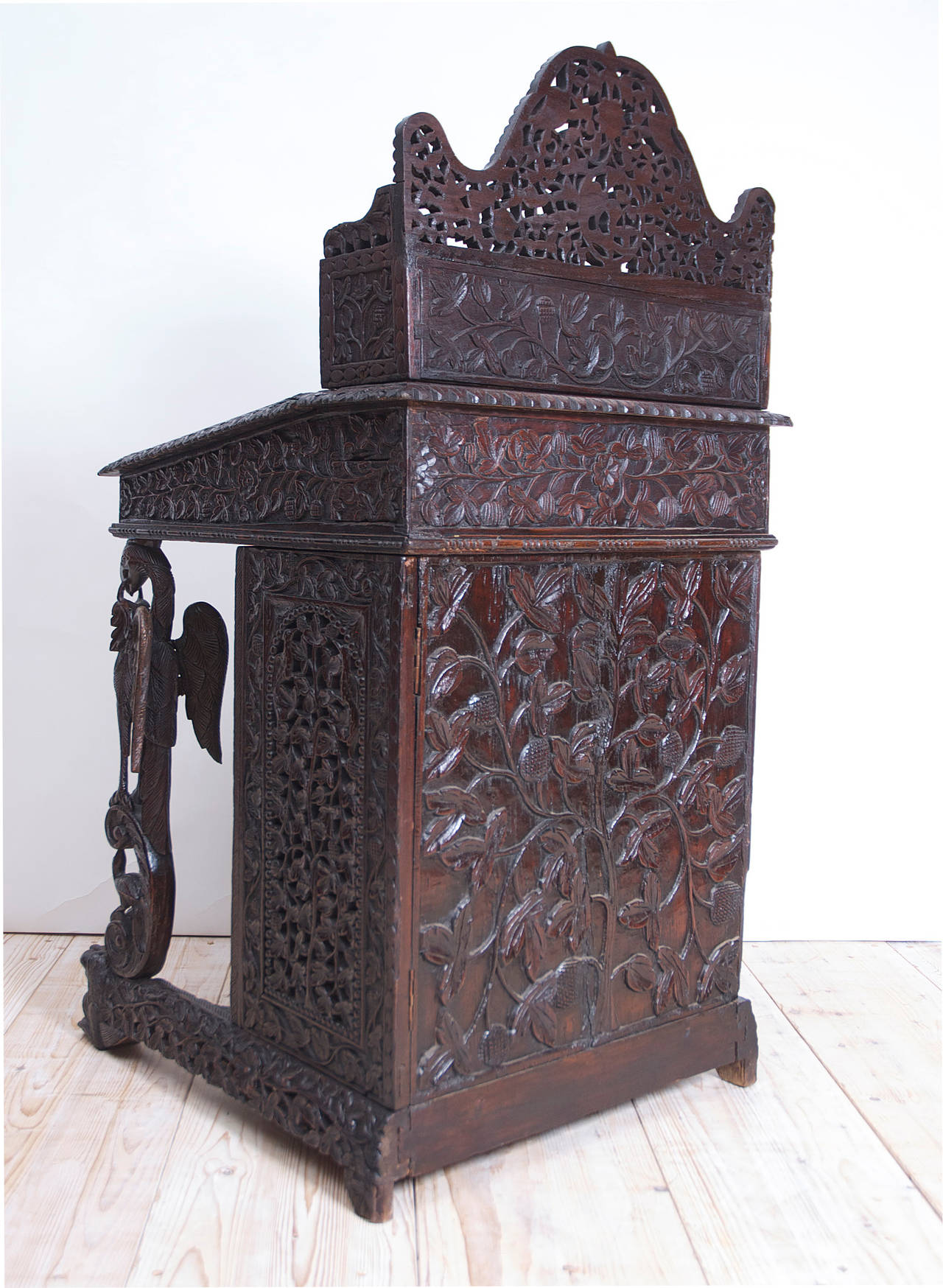 Carved Anglo-Indian Davenport Desk with Griffins 1