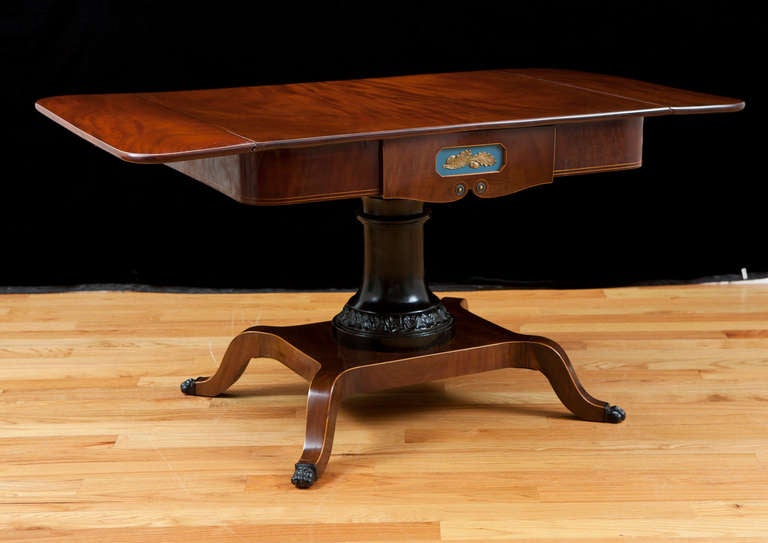 Karl Johan Empire Writing or Sofa Table in Mahogany with Satinwood Inlays, circa 1815 For Sale