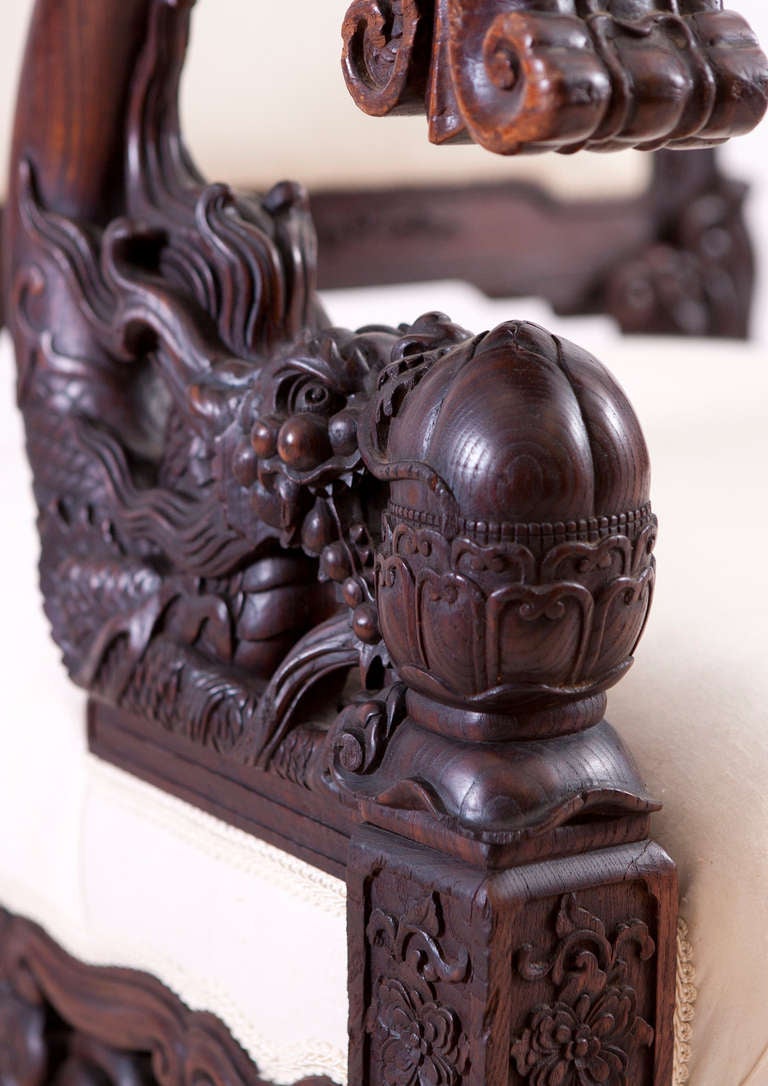 Chinese Dragon Chair in Elaborately Carved Rosewood 1
