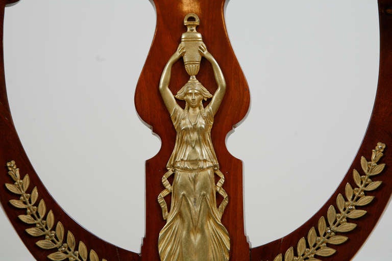 Pair of French Empire Gondola Side Chairs in Mahogany, c. 1810 2
