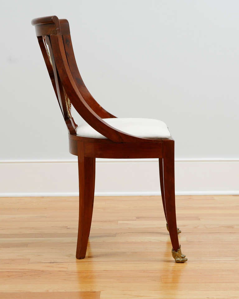 19th Century Pair of French Empire Gondola Side Chairs in Mahogany, c. 1810