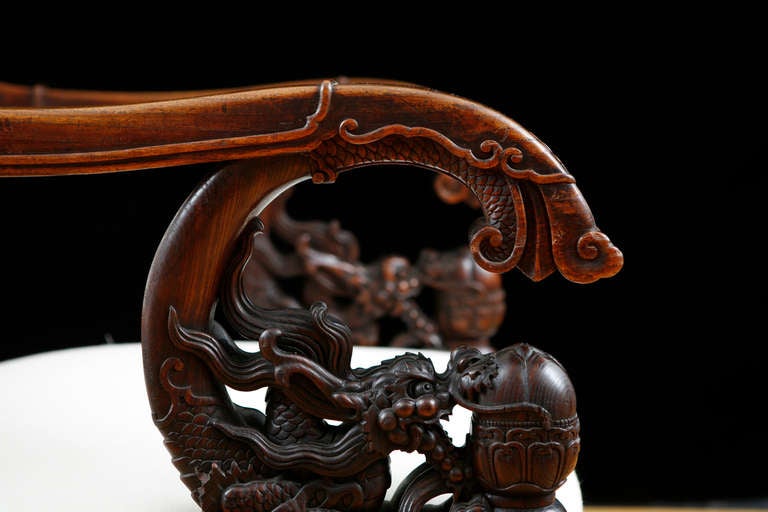 Chinese Dragon Chair in Elaborately Carved Rosewood 3