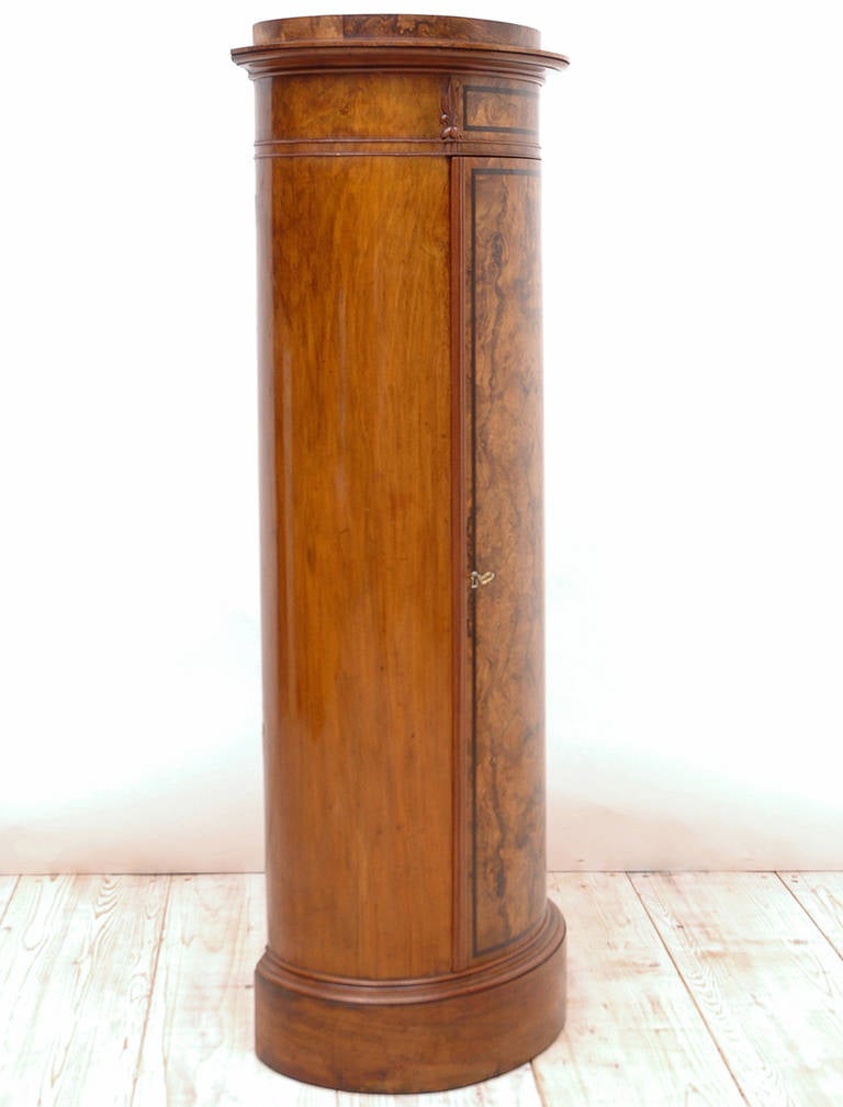 Danish Cylinder Pedestal Cabinet in Figured Walnut, circa 1830