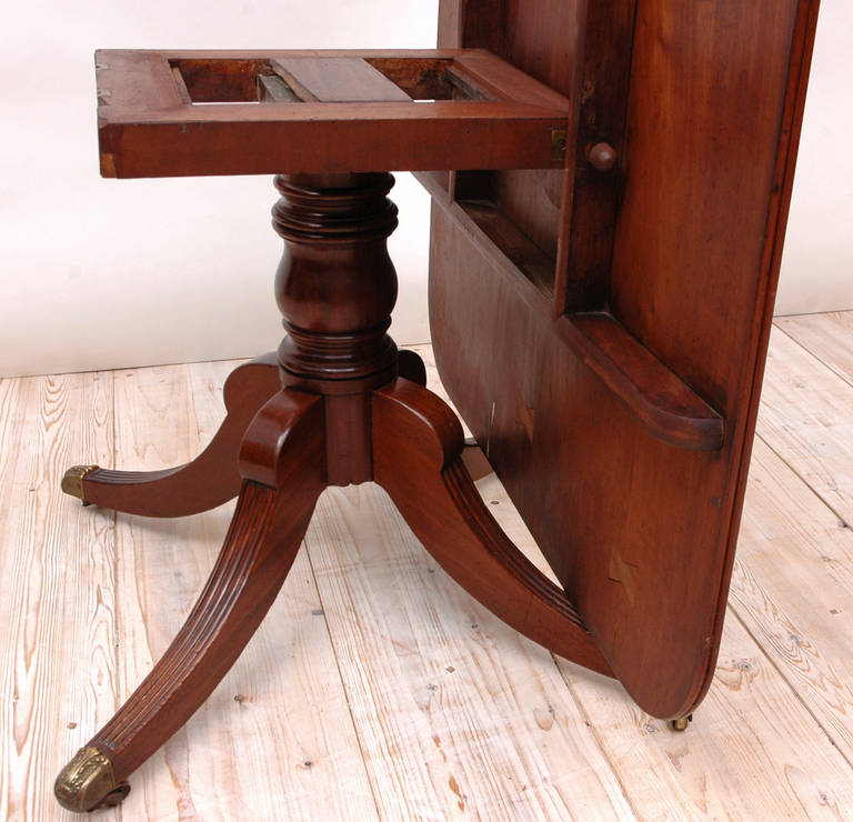 Polished 5' English Regency Center Pedestal, Tilt-Top Dining or Breakfast Table, c. 1820 For Sale