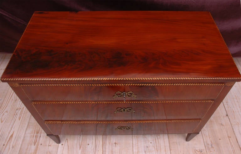 Caribbean Empire Chest of Drawers in Mahogany with Satinwood Inlays, circa 1820